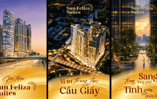 Diện mạo mặt đứng tòa tháp căn hộ Sun Group Cầu Giấy gây ấn tượng mạnh mẽ bằng những đường nét kiến trúc tinh tế, hệ mặt dựng kính hiện đại phản chiếu trọn vẹn vẻ đẹp lung linh của thành phố.