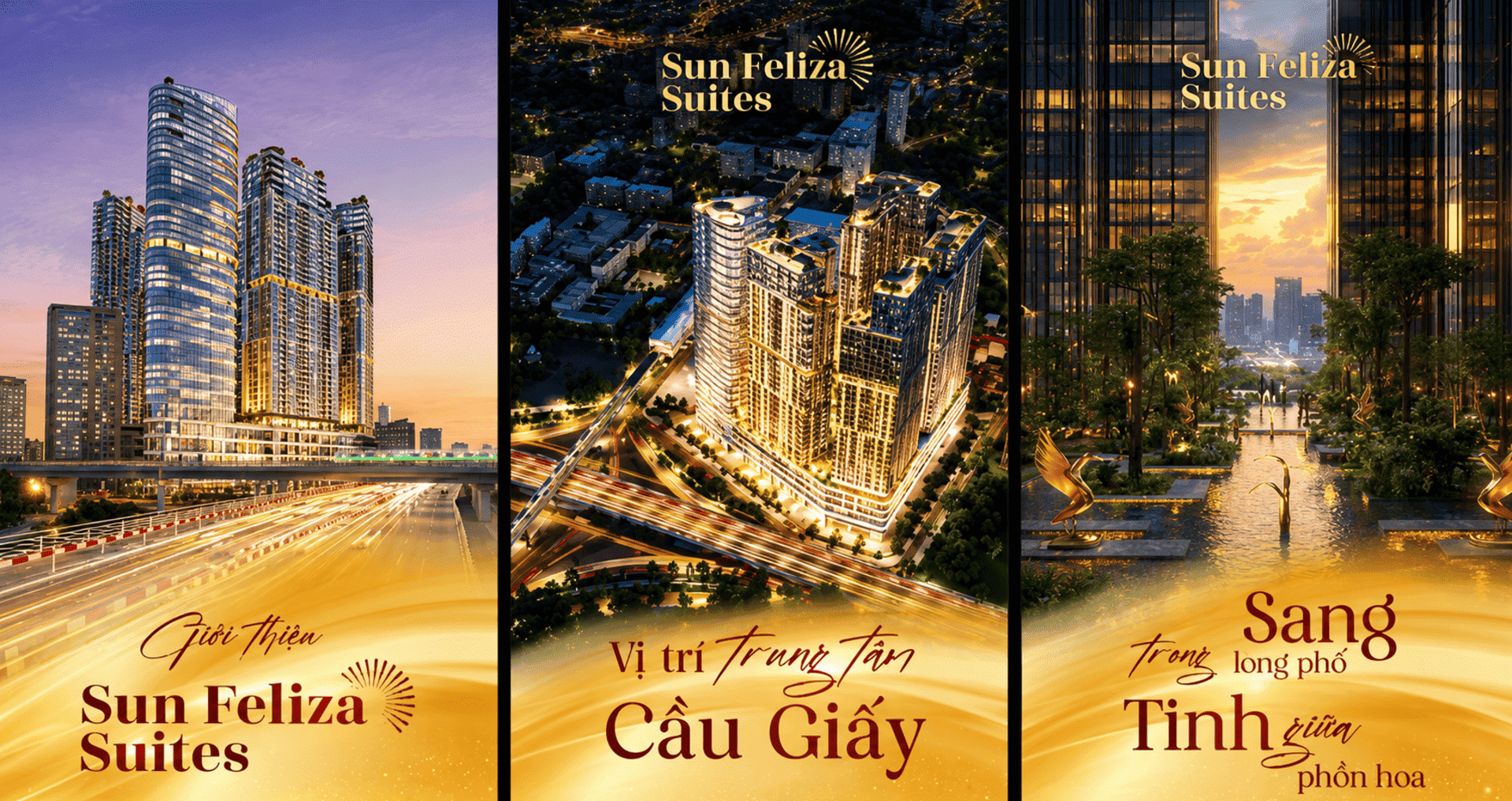 Diện mạo mặt đứng tòa tháp căn hộ Sun Group Cầu Giấy gây ấn tượng mạnh mẽ bằng những đường nét kiến trúc tinh tế, hệ mặt dựng kính hiện đại phản chiếu trọn vẹn vẻ đẹp lung linh của thành phố.